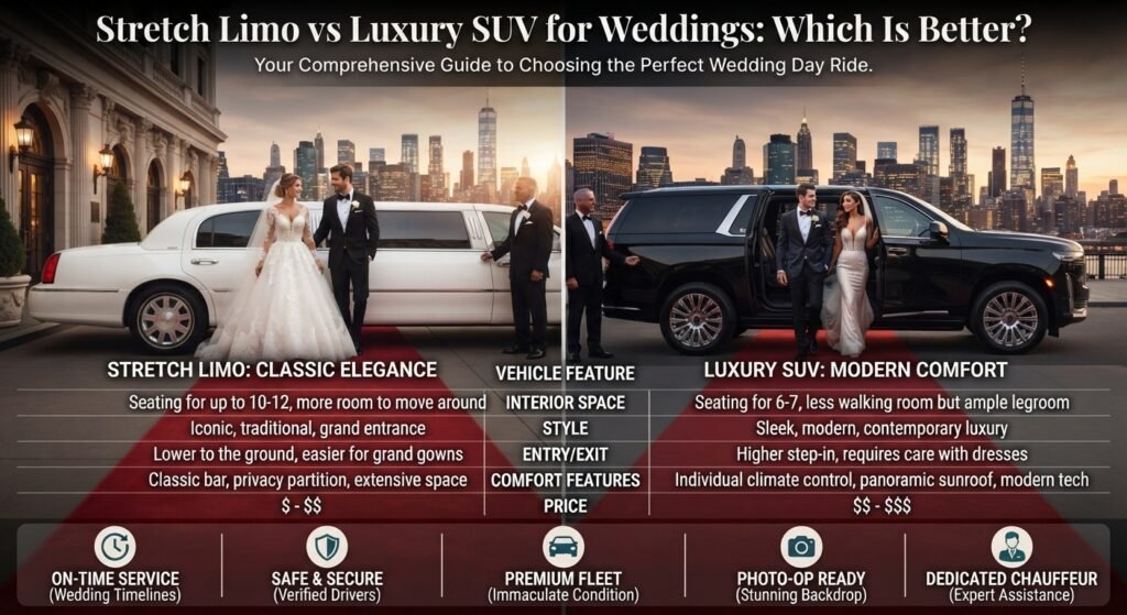 Stretch Limo vs Luxury SUV for Weddings